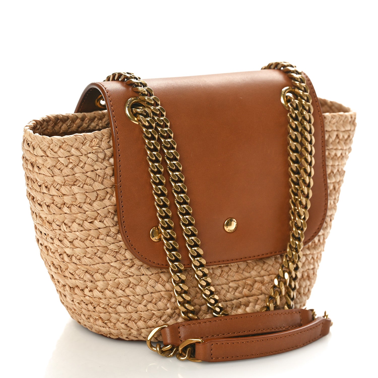Saint Laurent Raffia Calfskin Mini Manon Natural Brick 2 of 9