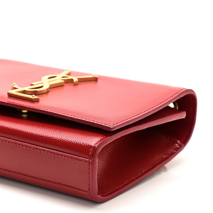 Saint Laurent Grain De Poudre Small Monogram Kate Satchel Red 6 of 8