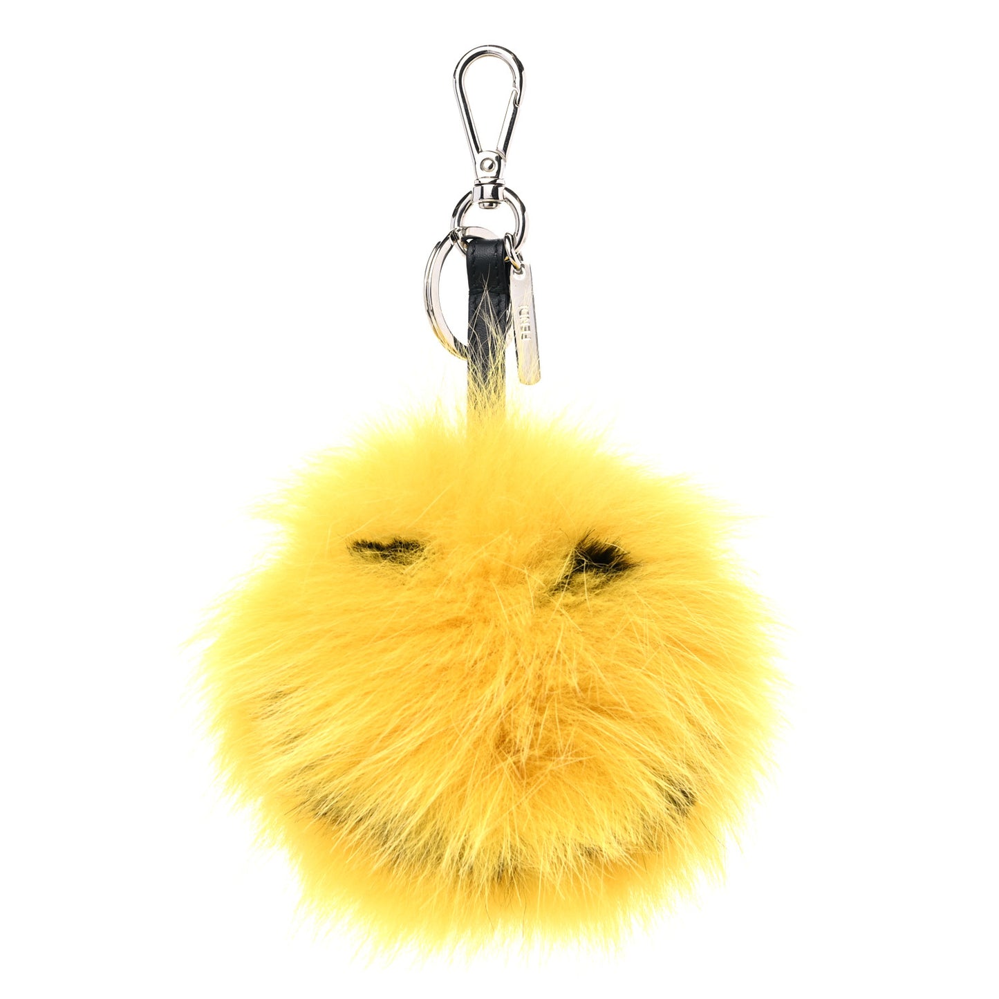 Fox Fur Vitello Flamingo Smile Pom Pom Bag Charm Giallo Black