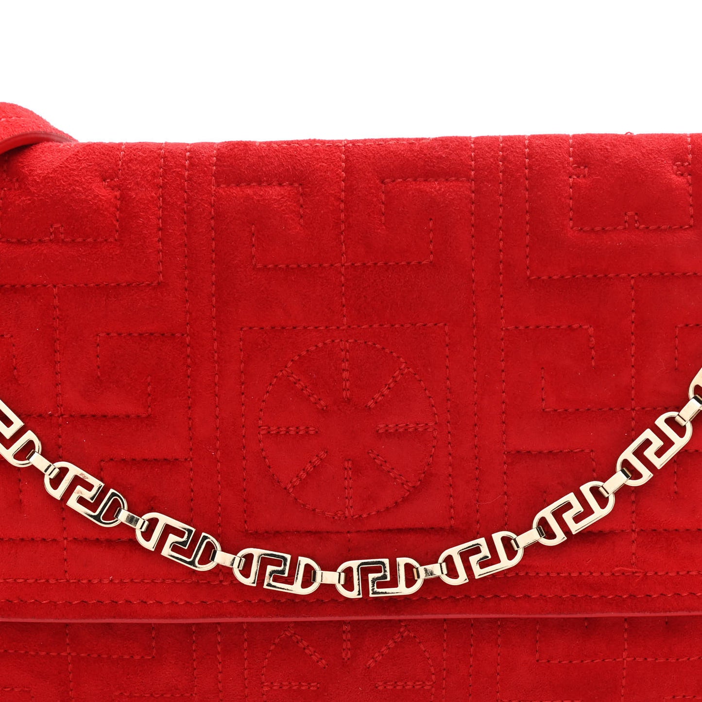 Suede Quilted The Greek Crossbody Clutch Red