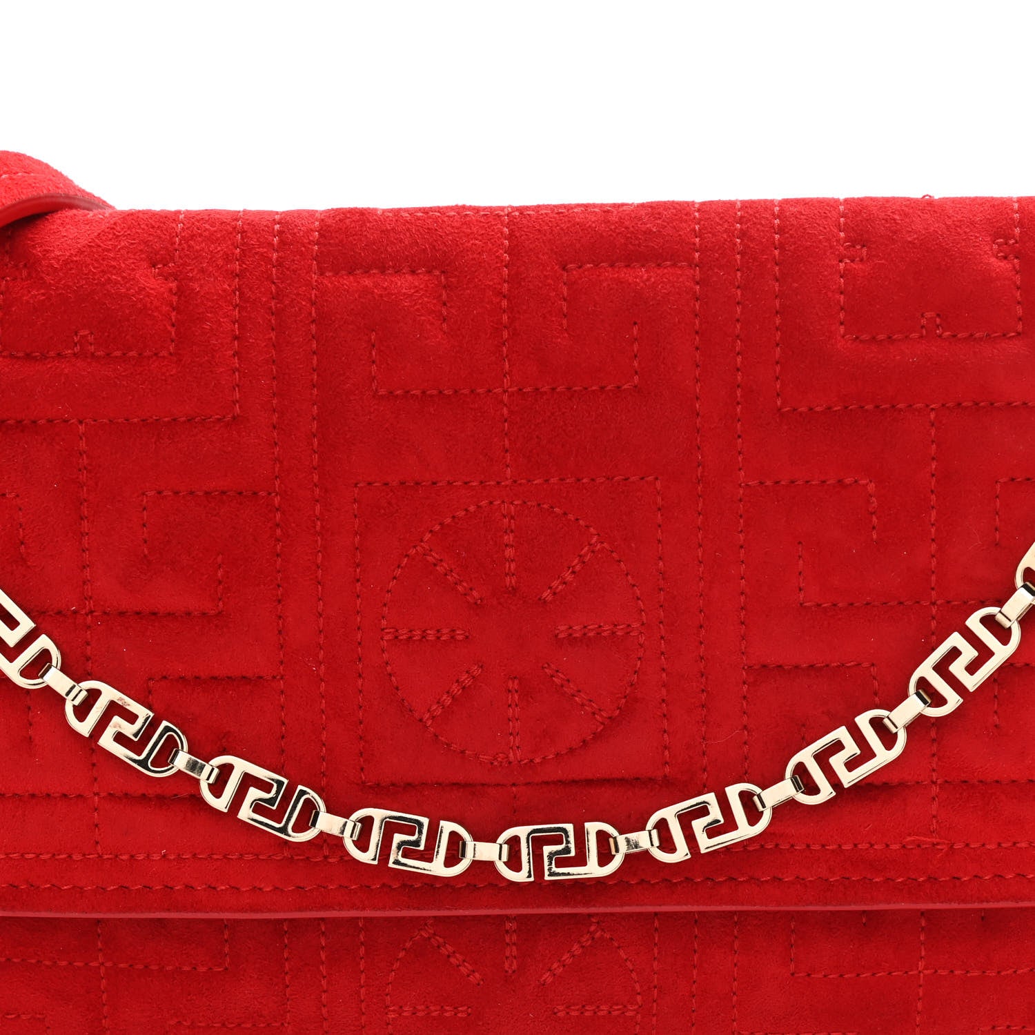 Versace Suede Quilted The Greek Crossbody Clutch Red 14 of 21