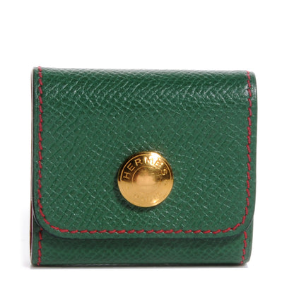 Hermes Courchevel Post It Notepad Holder PM w Refill Vert Clair and Rouge Vif 1 of 7