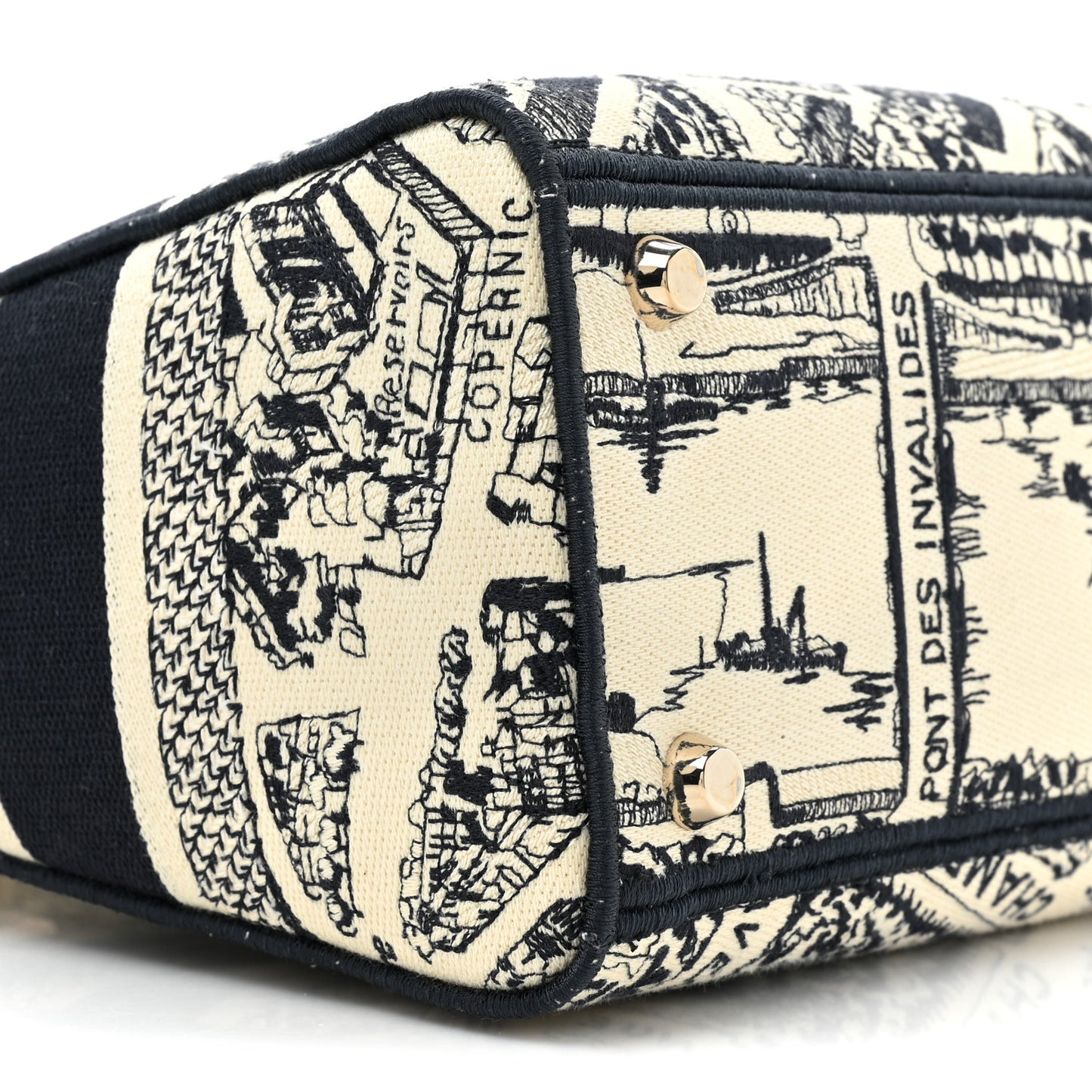 Canvas Embroidered Medium Plan de Paris Lady D-Lite Beige Black