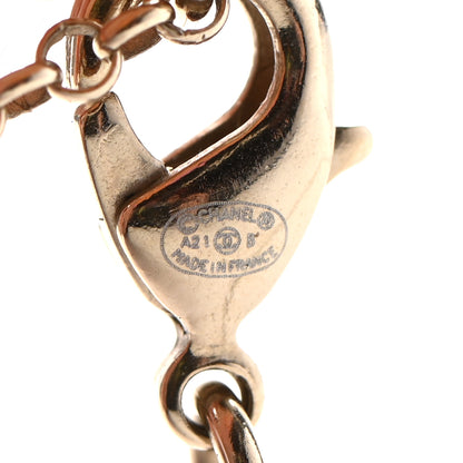 Chanel Resin Crystal CC Heart Necklace Pearly White Gold 5 of 5