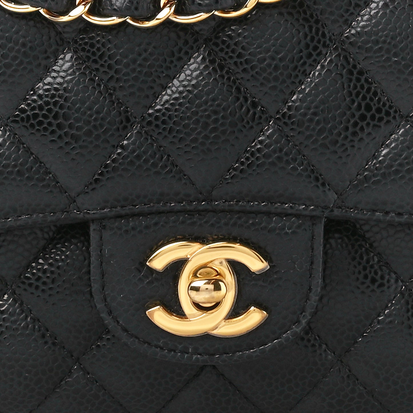 Caviar Quilted Medium Double Flap Black