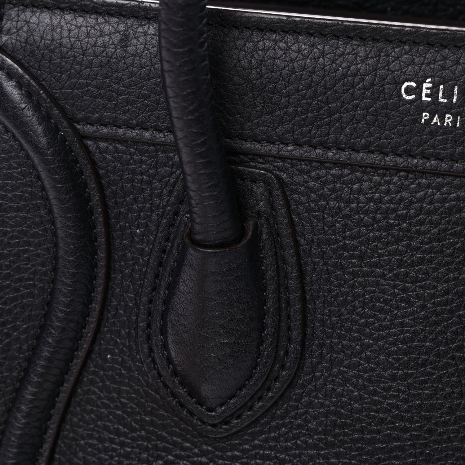 Celine Drummed Calfskin Nano Luggage Black 6 of 7