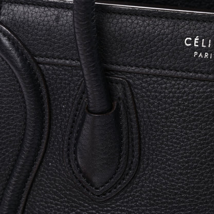Celine Drummed Calfskin Nano Luggage Black 6 of 7