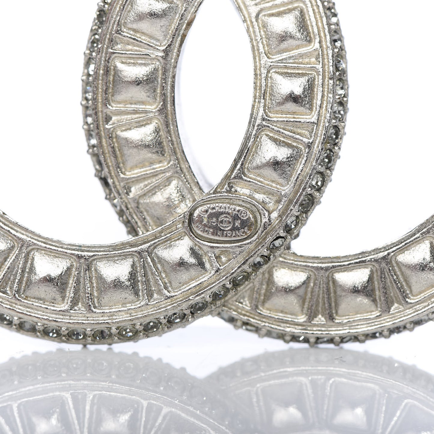 Baguette Crystal CC Brooch Silver Black