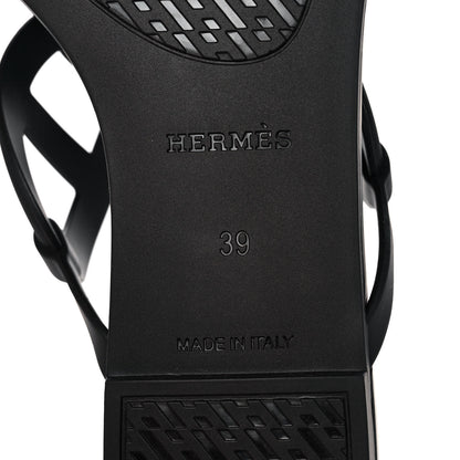 Hermes Rubber Womens Egerie Sandals 39 Black 6 of 9