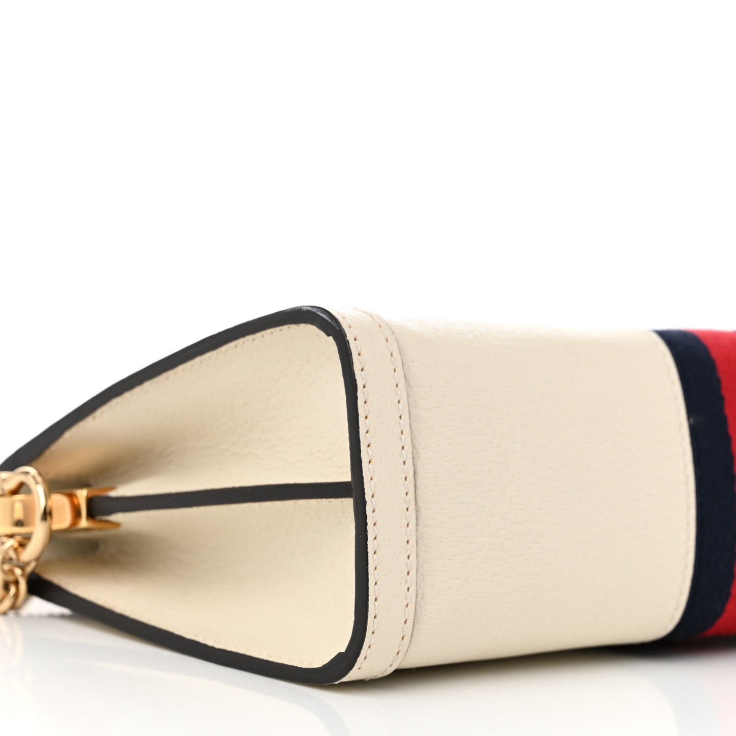 Textured Calfskin Web Small Ophidia Chain Shoulder Bag Mystic White