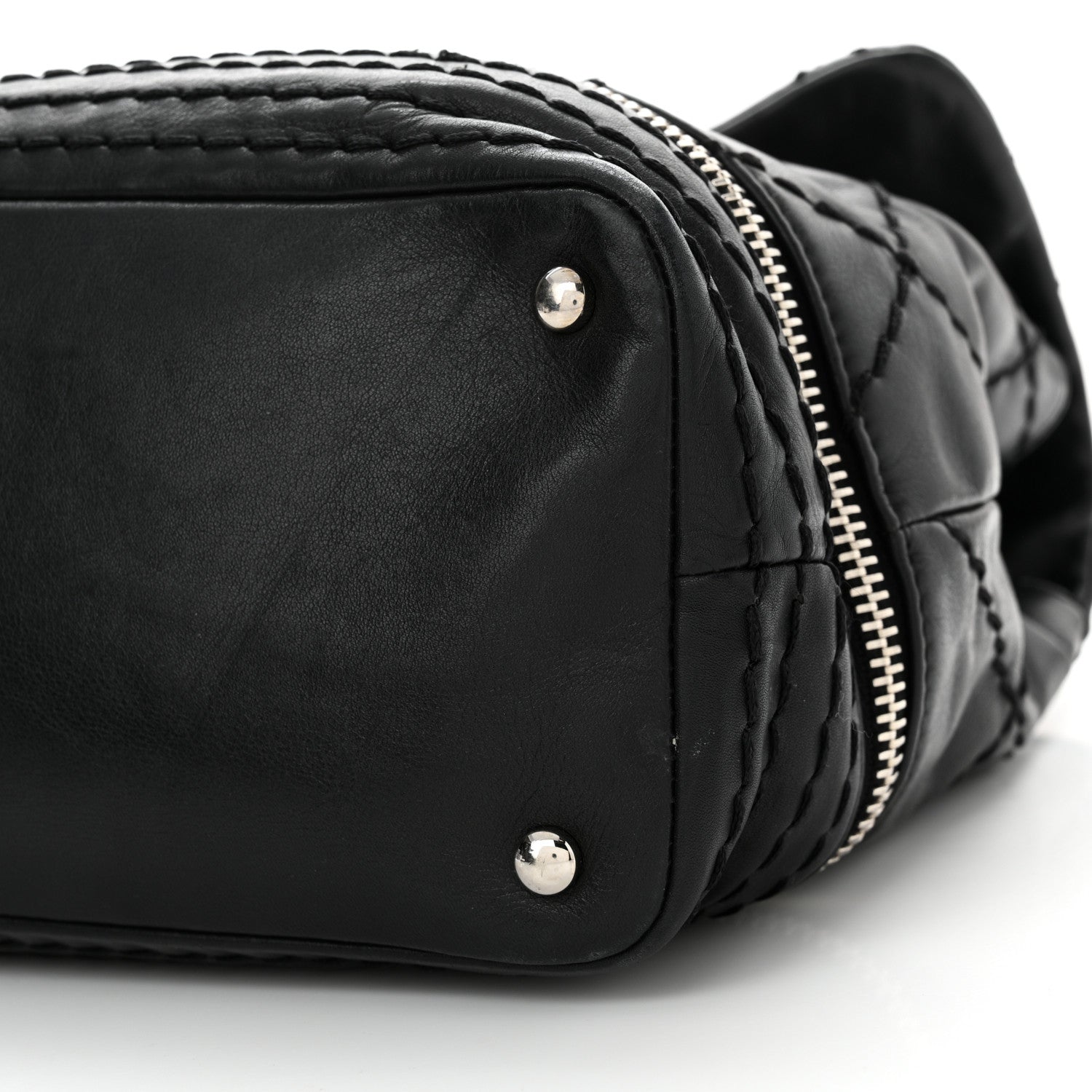 Chanel Calfskin Stitched Large Expandable Flap Bag Black 10 of 14
