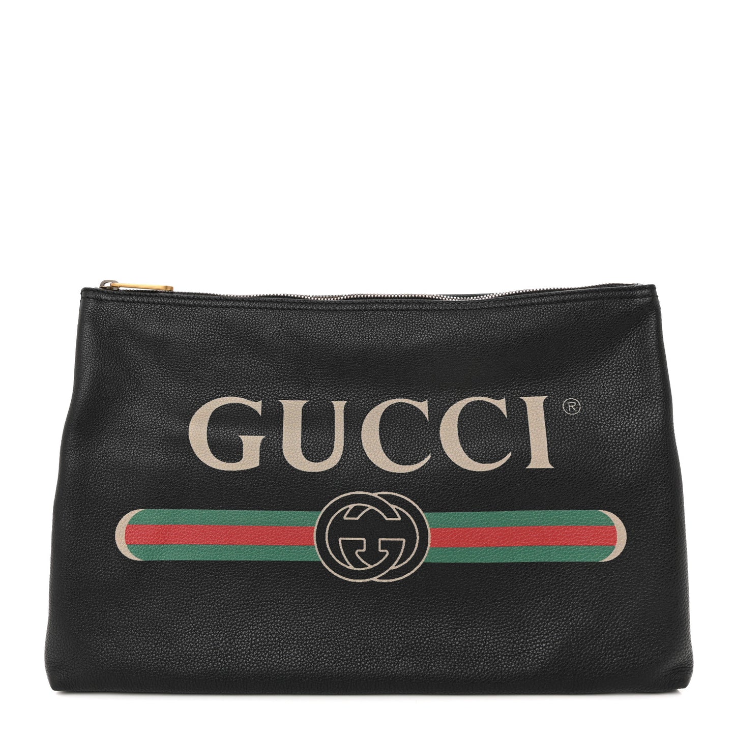 Pebbled Calfskin Large Logo Portfolio Clutch Black