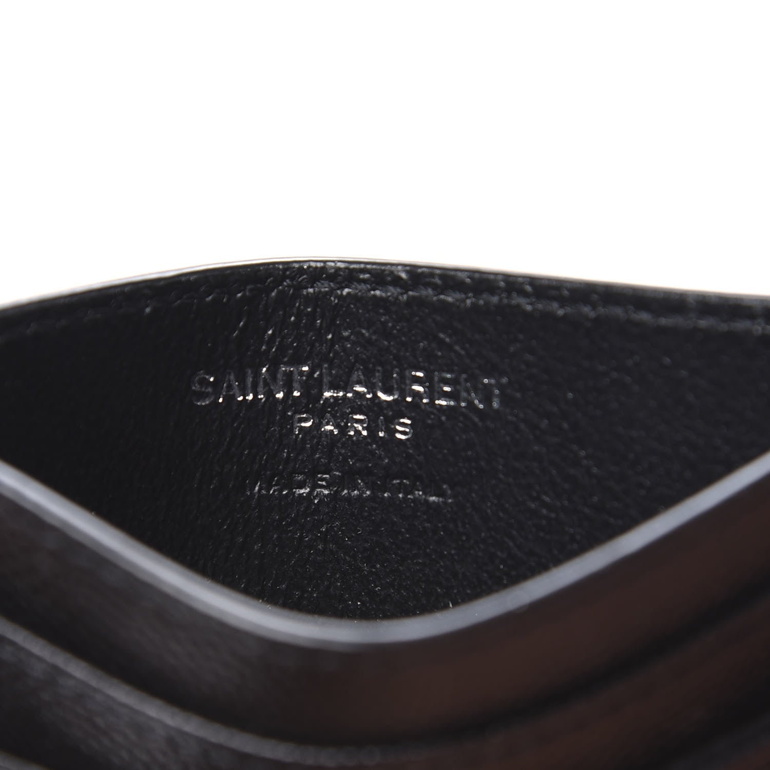Saint Laurent Grain De Poudre Matelasse Chevron Monogram Credit Card Case Black 5 of 7