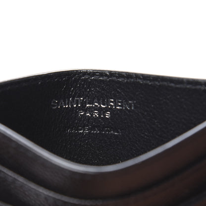 Saint Laurent Grain De Poudre Matelasse Chevron Monogram Credit Card Case Black 5 of 7