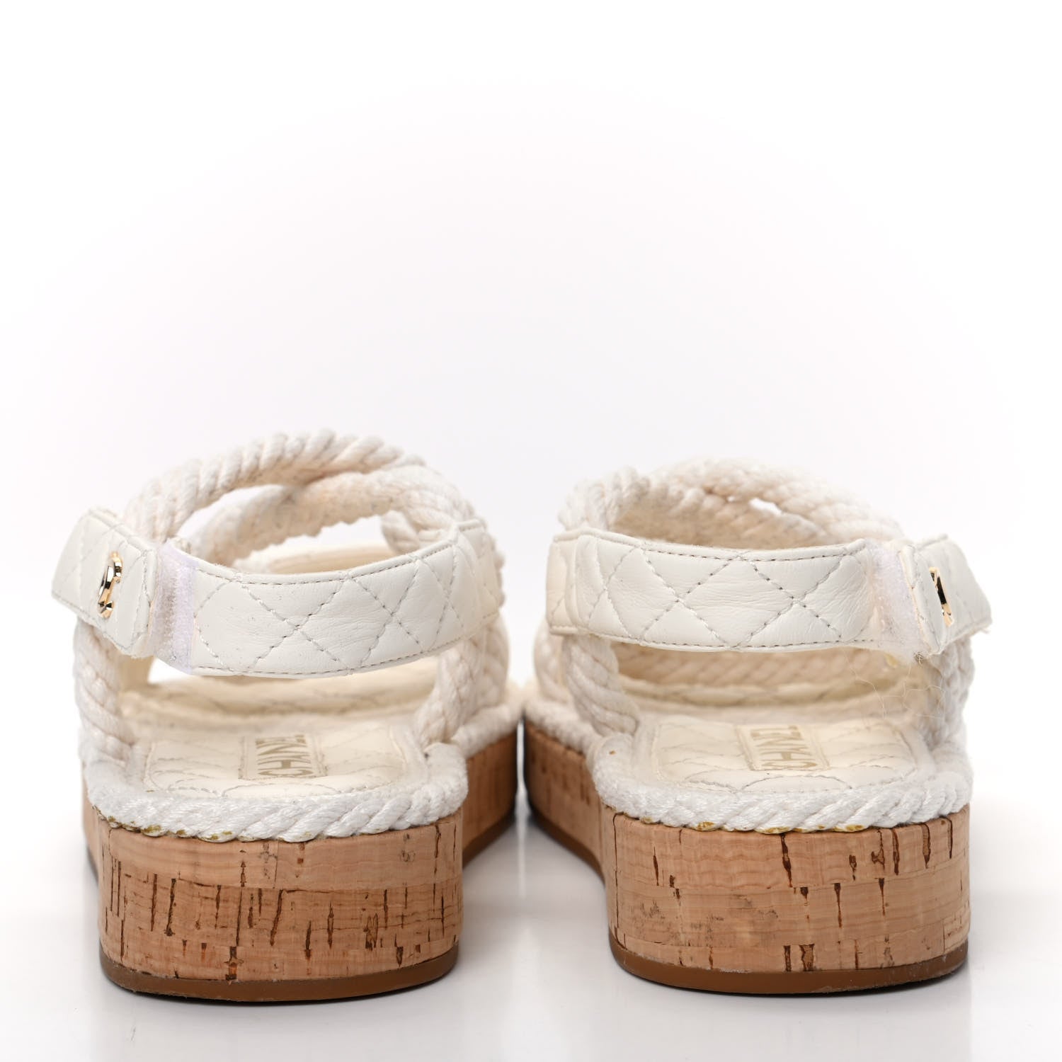 Chanel Cord Lambskin Quilted Logo Sandals 36 White 7 of 11