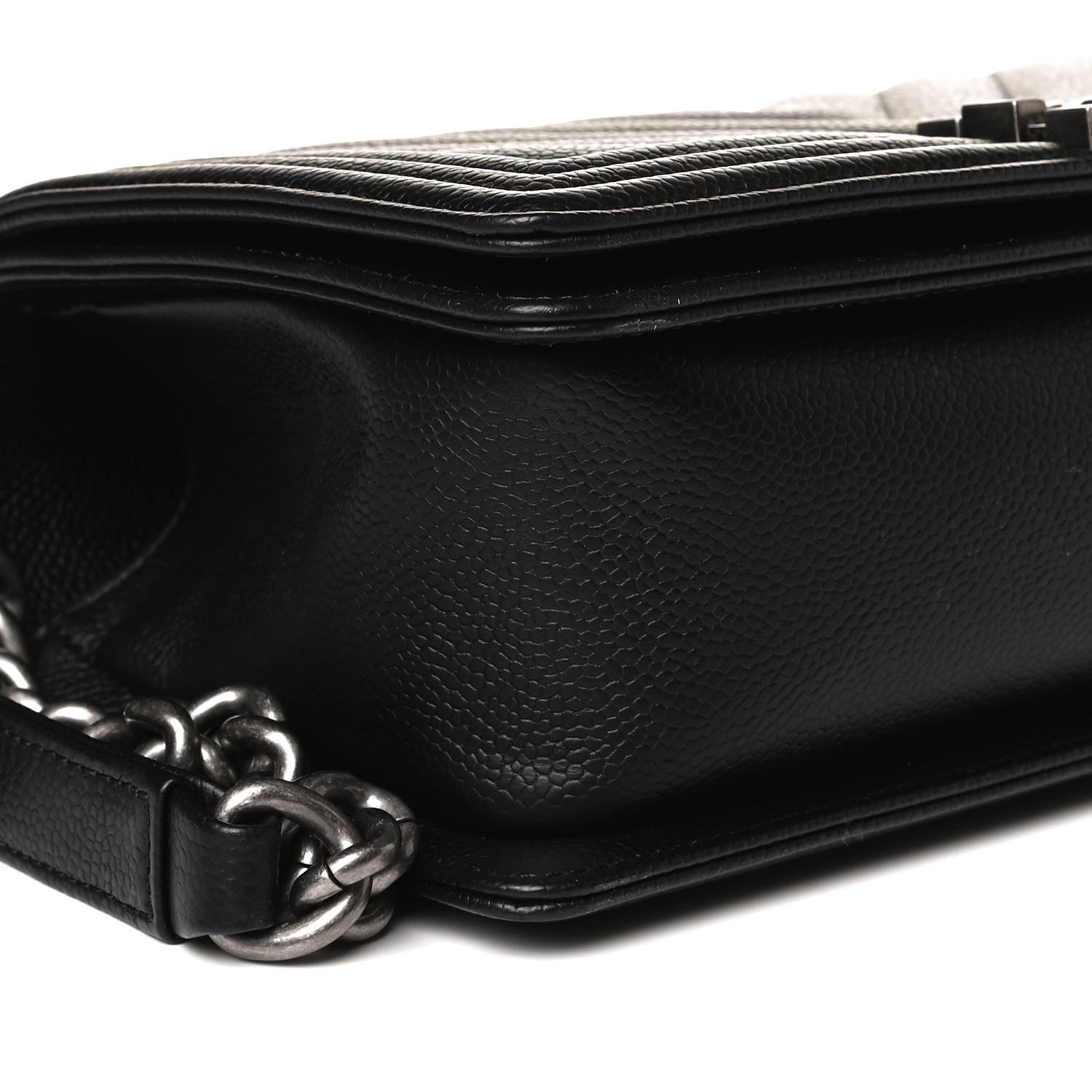 Chanel Caviar Chevron Quilted Medium Boy Flap Black 8 of 16