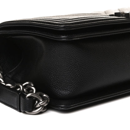 Chanel Caviar Chevron Quilted Medium Boy Flap Black 8 of 16