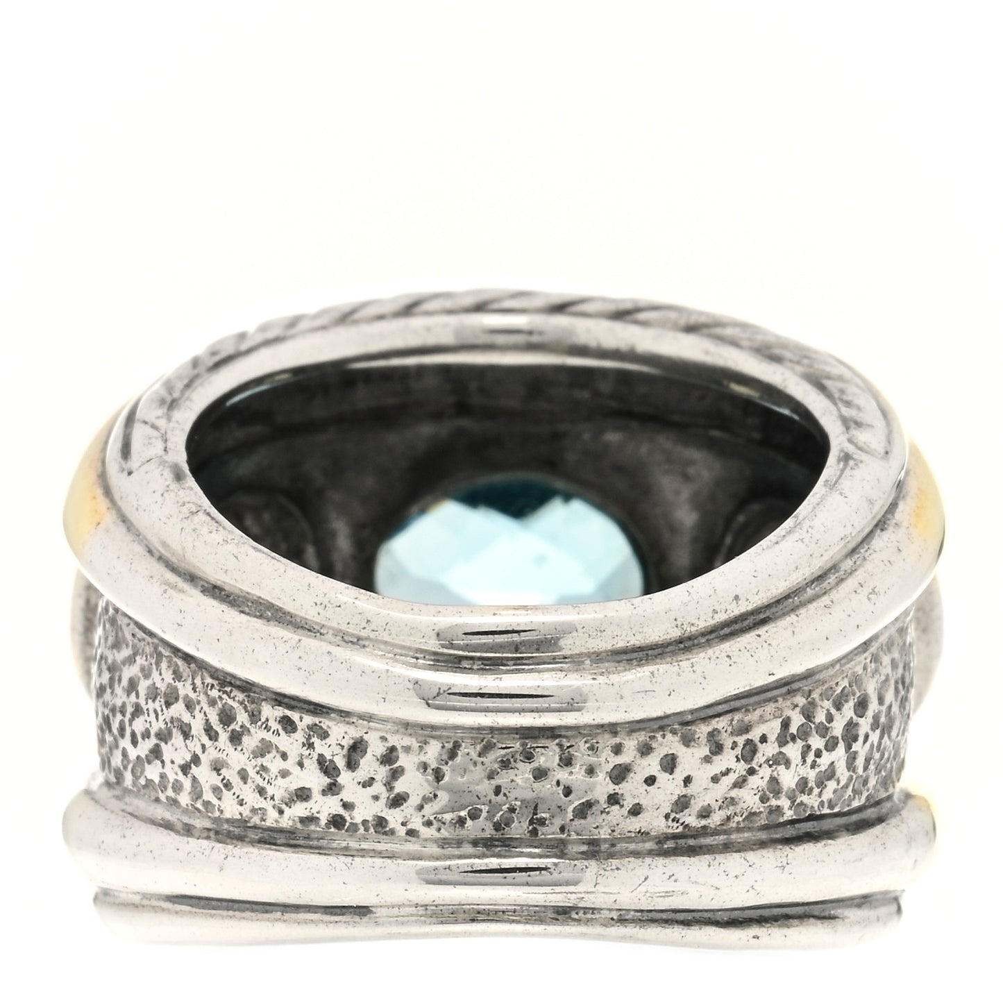 Sterling Silver 14K Yellow Gold 17mm Blue Topaz Peridot Renaissance Ring 52 6