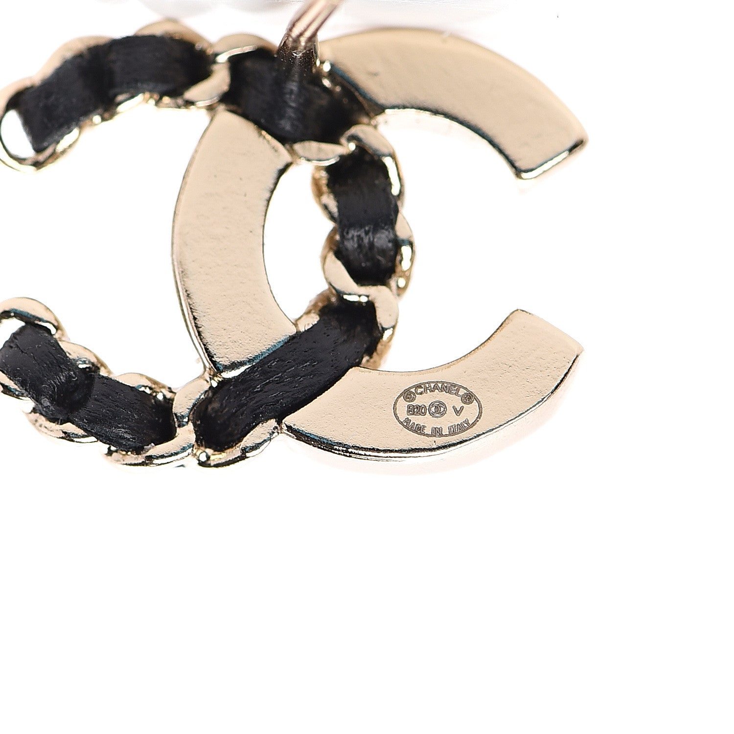 Chanel Crystal Baguette Lambskin Chain CC Vintage Allure Stud Earrings Black Gold 4 of 5