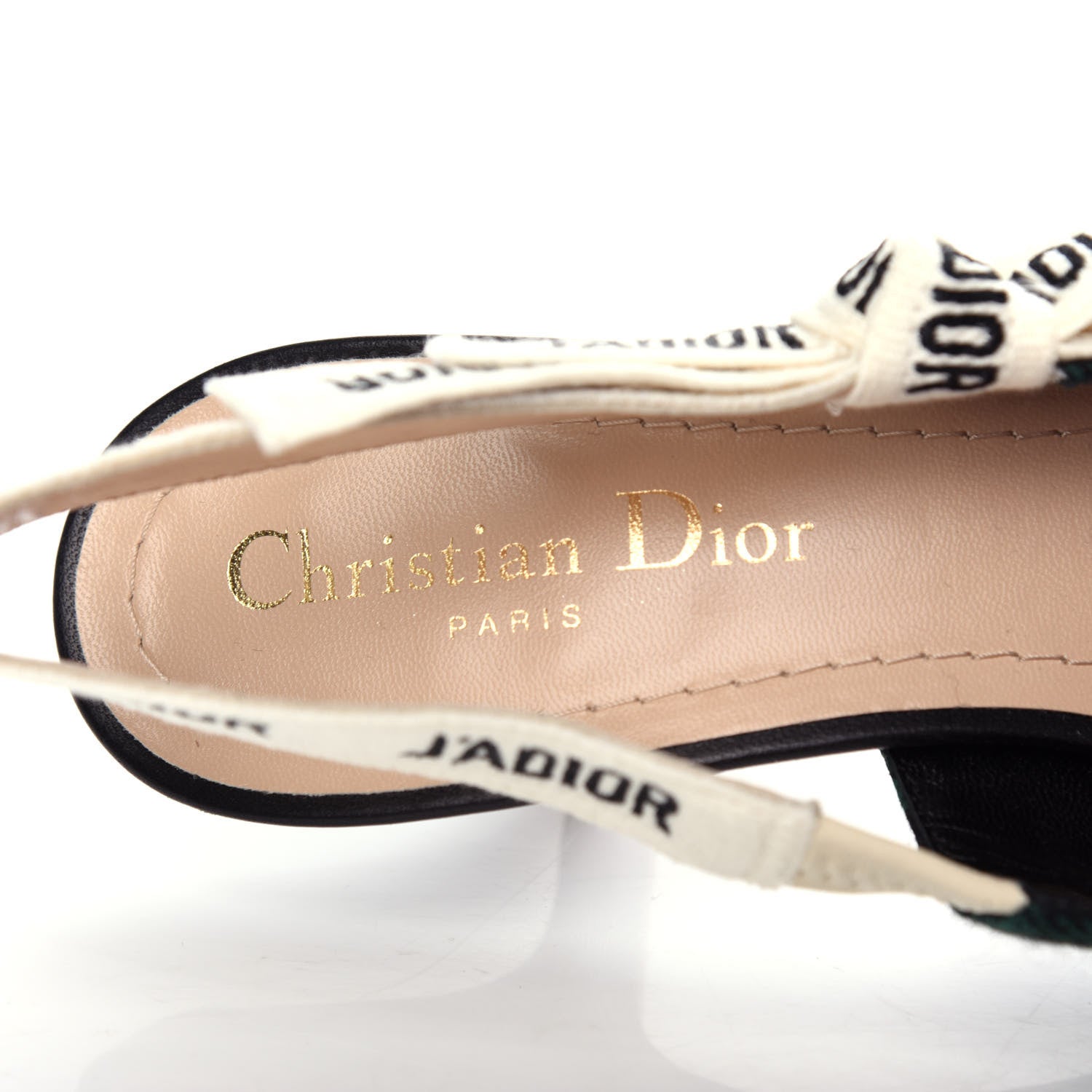 Christian Dior Canvas Ribbon Plaid J'Adoir Slingback 65mm Pumps 36.5 Green Black 8 of 10