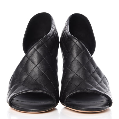 Chanel Calfskin Quilted Peep Toe Pumps 37.5 Black 2 of 7
