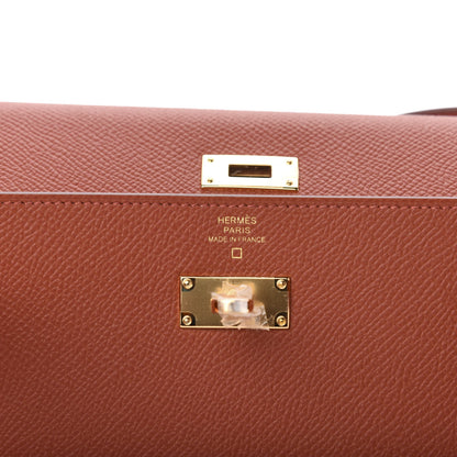 Hermes Epsom Shiny Alligator Touch Kelly Wallet To Go Brique Sanguine 6 of 10