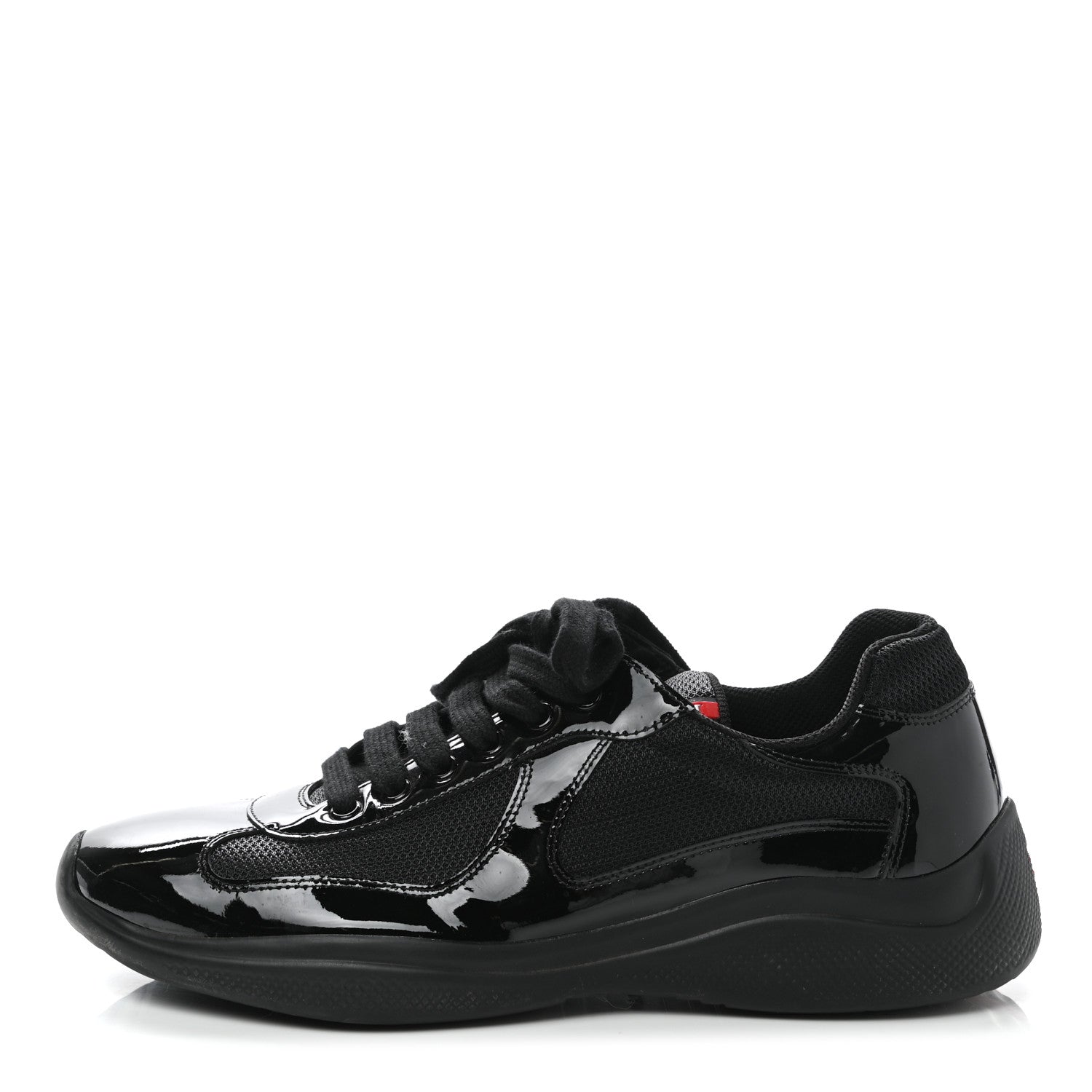 Prada Patent Mens America's Cup Patchwork Sneakers 8 Black 1 of 9