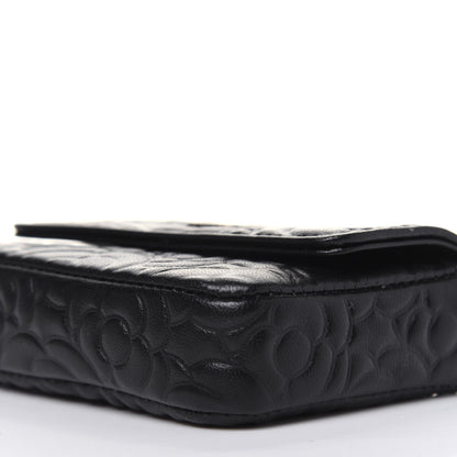 Chanel Lambskin Camellia Embossed Chain Belt Bag Black 10 of 13