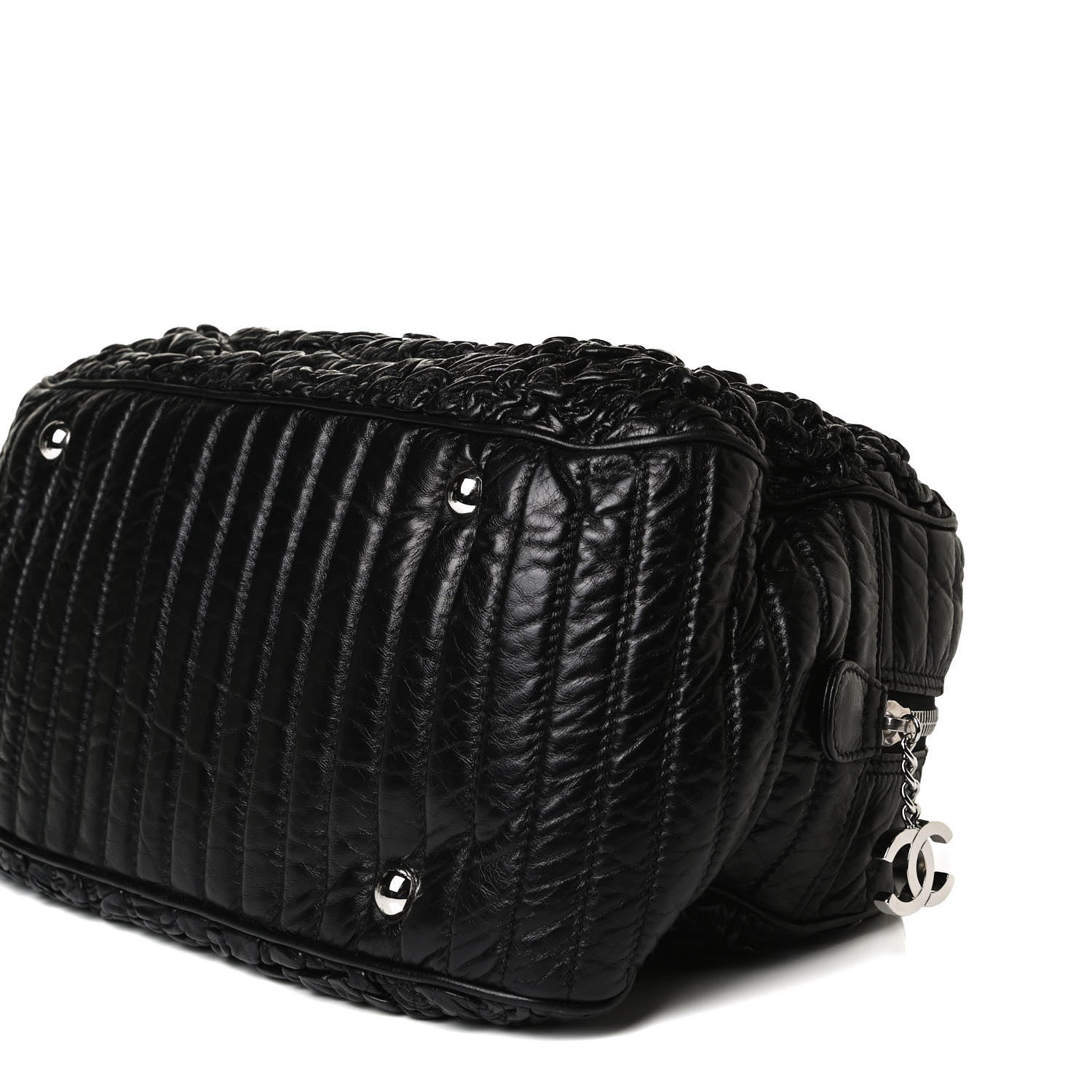 Chanel Lambskin Astrakhan Bowler Black 10 of 12