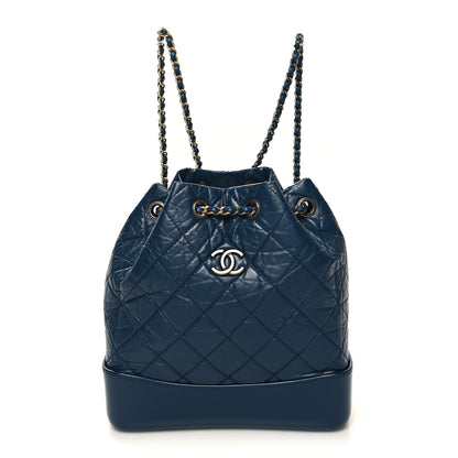 Chanel Aged Calfskin Quilted Small Gabrielle Backpack Navy 1 of 11