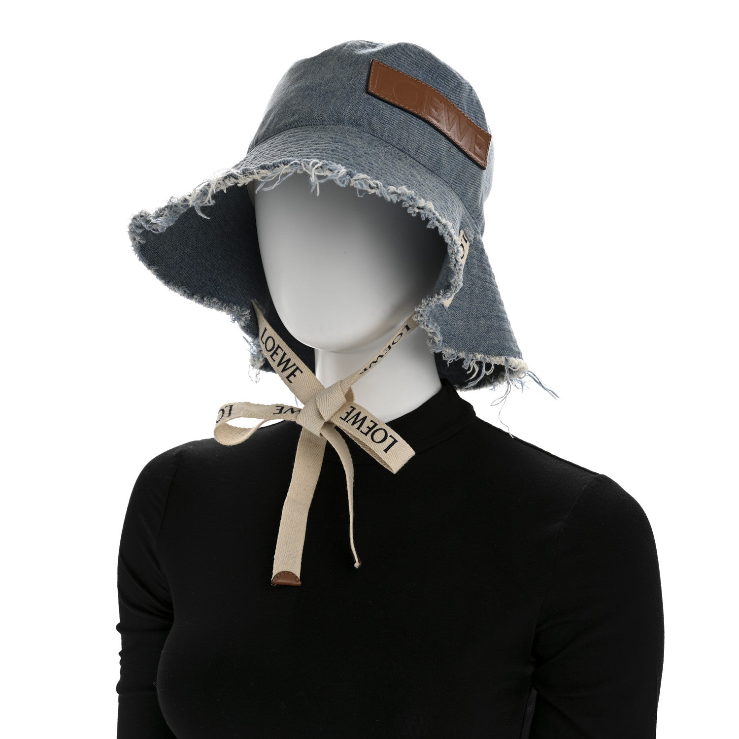 Loewe X PAULA'S IBIZA Denim Frayed Fisherman Bucket Hat 59 Blue