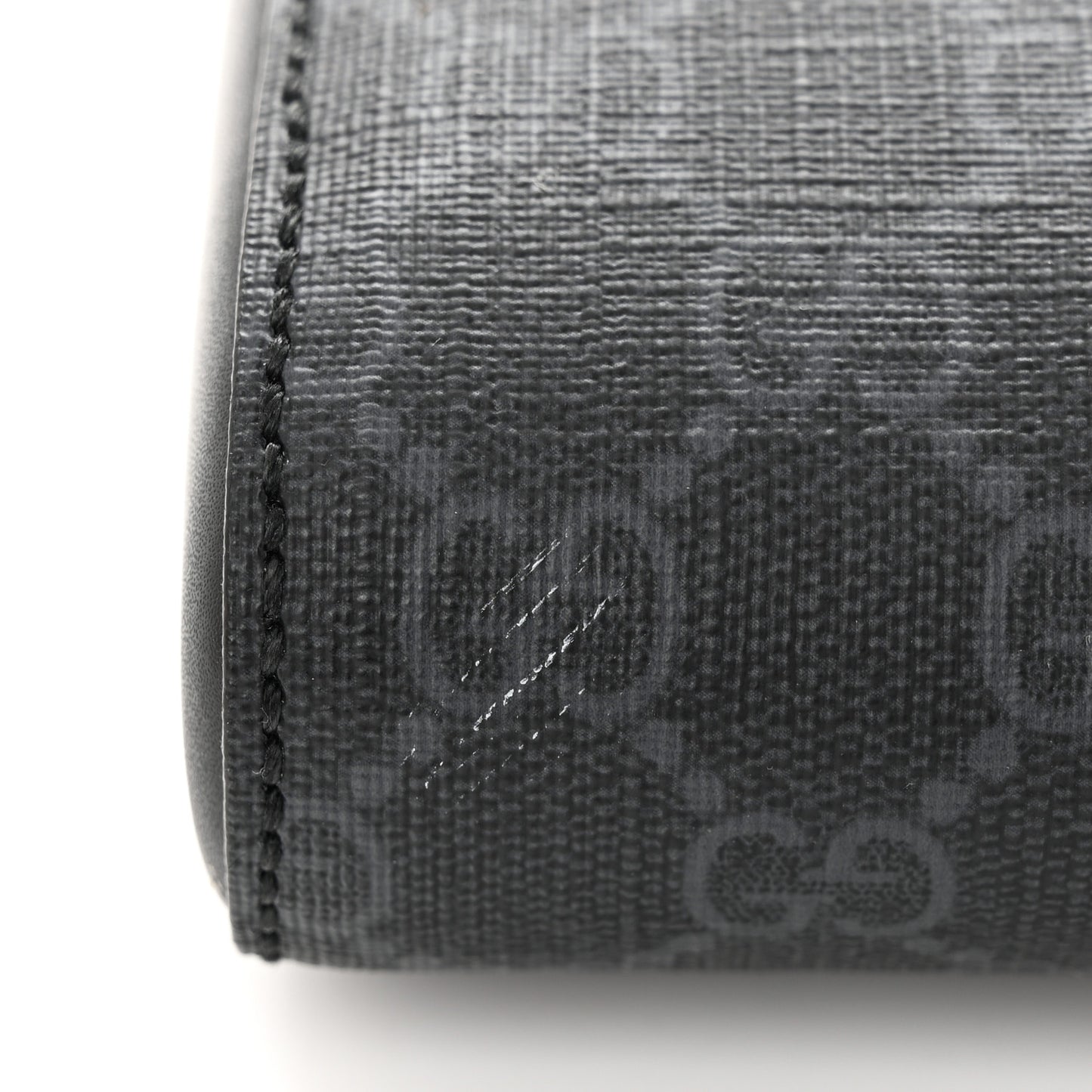 GG Supreme Monogram Appia Calfskin Web Flat Messenger Bag Black Grey
