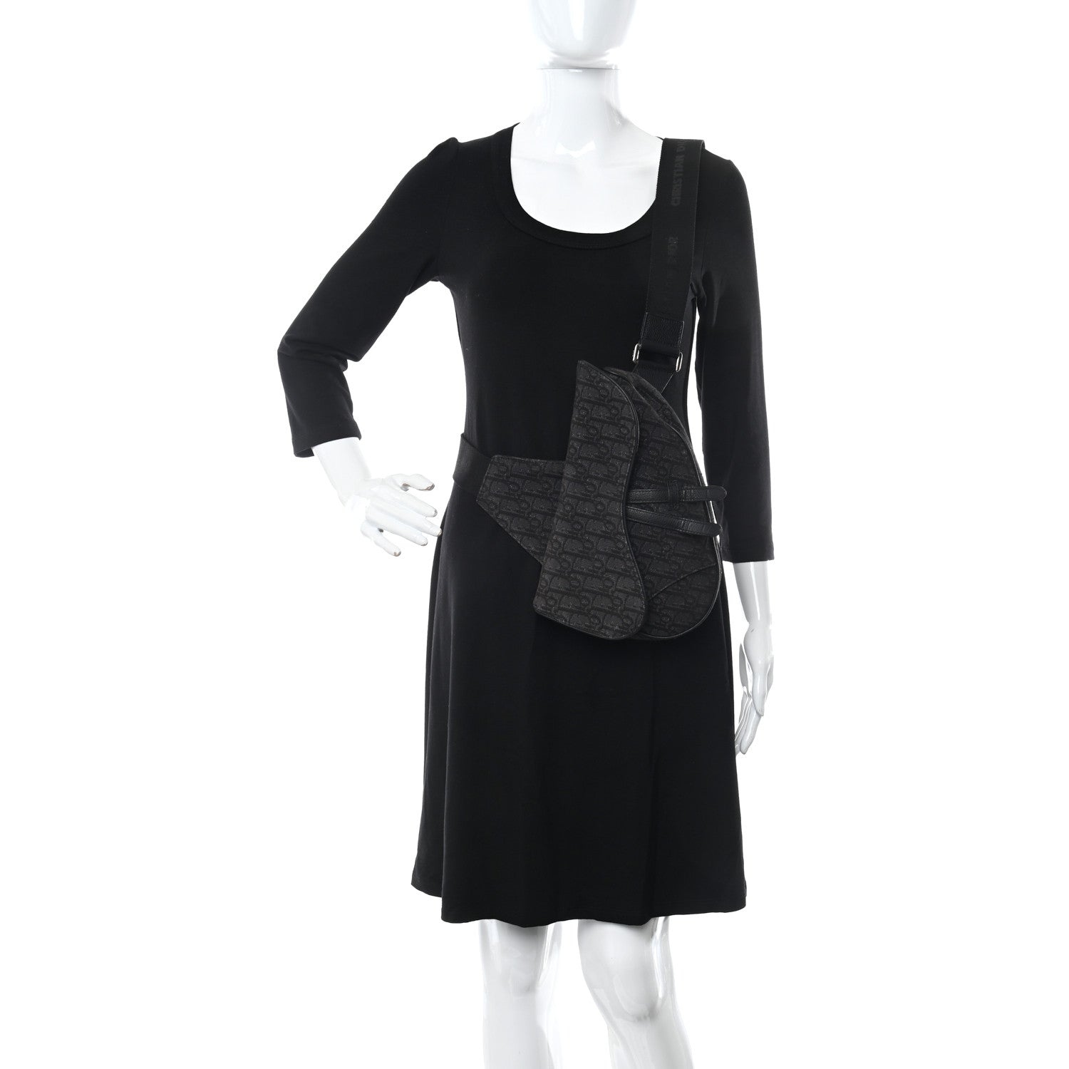 Christian Dior Oblique Mens Saddle Bag Black Blue 2 of 12