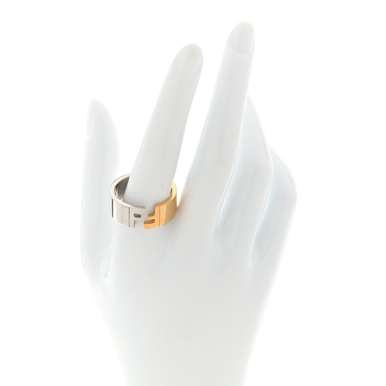 Fendi Metal FF Ring Orosoft L 65 11 Gold Silver 2 of 4