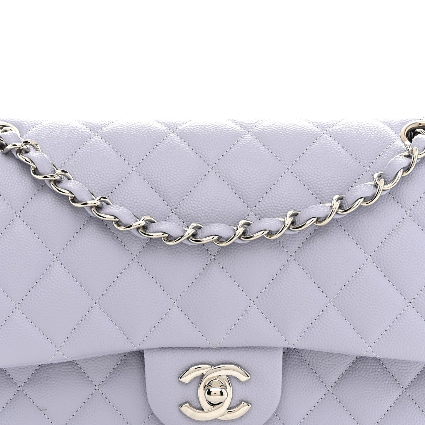 Caviar Quilted Medium Double Flap Light Purple