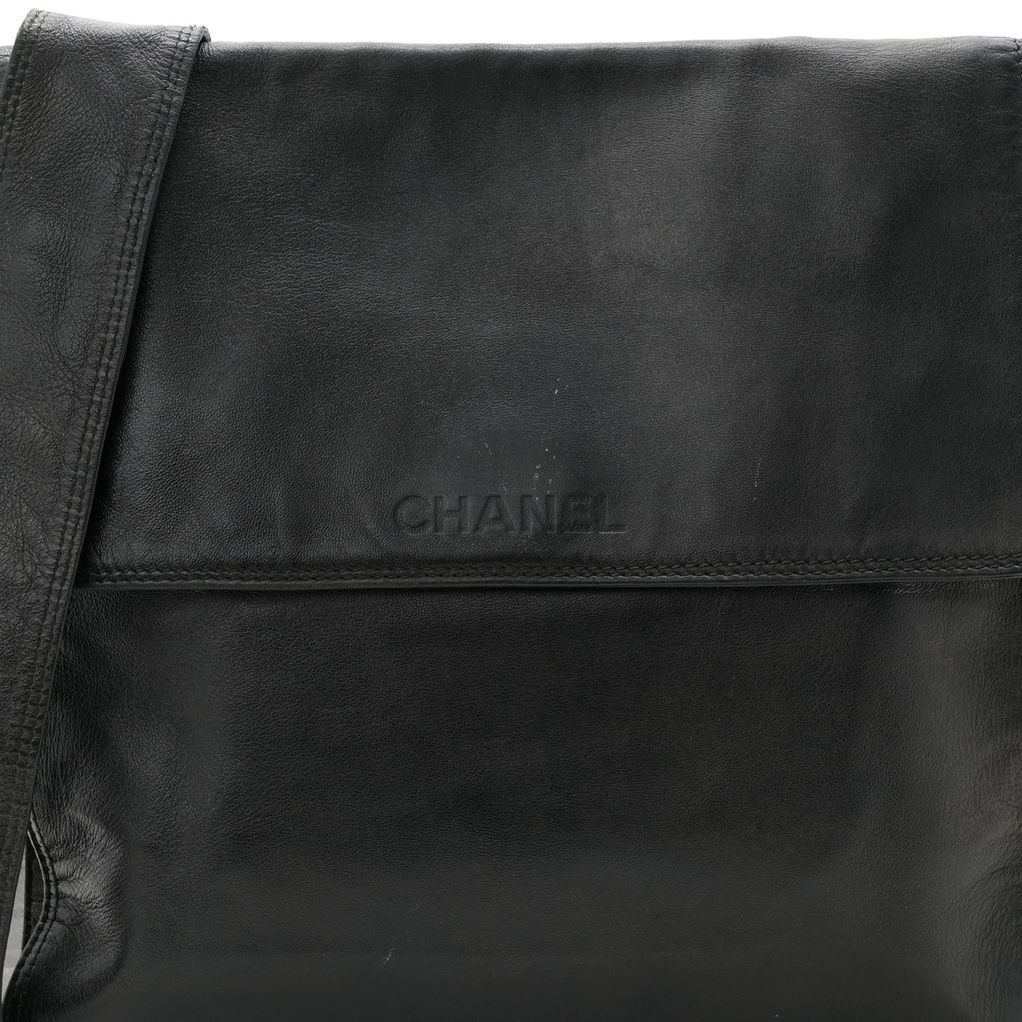 Lambskin Logo Messenger Dark Brown