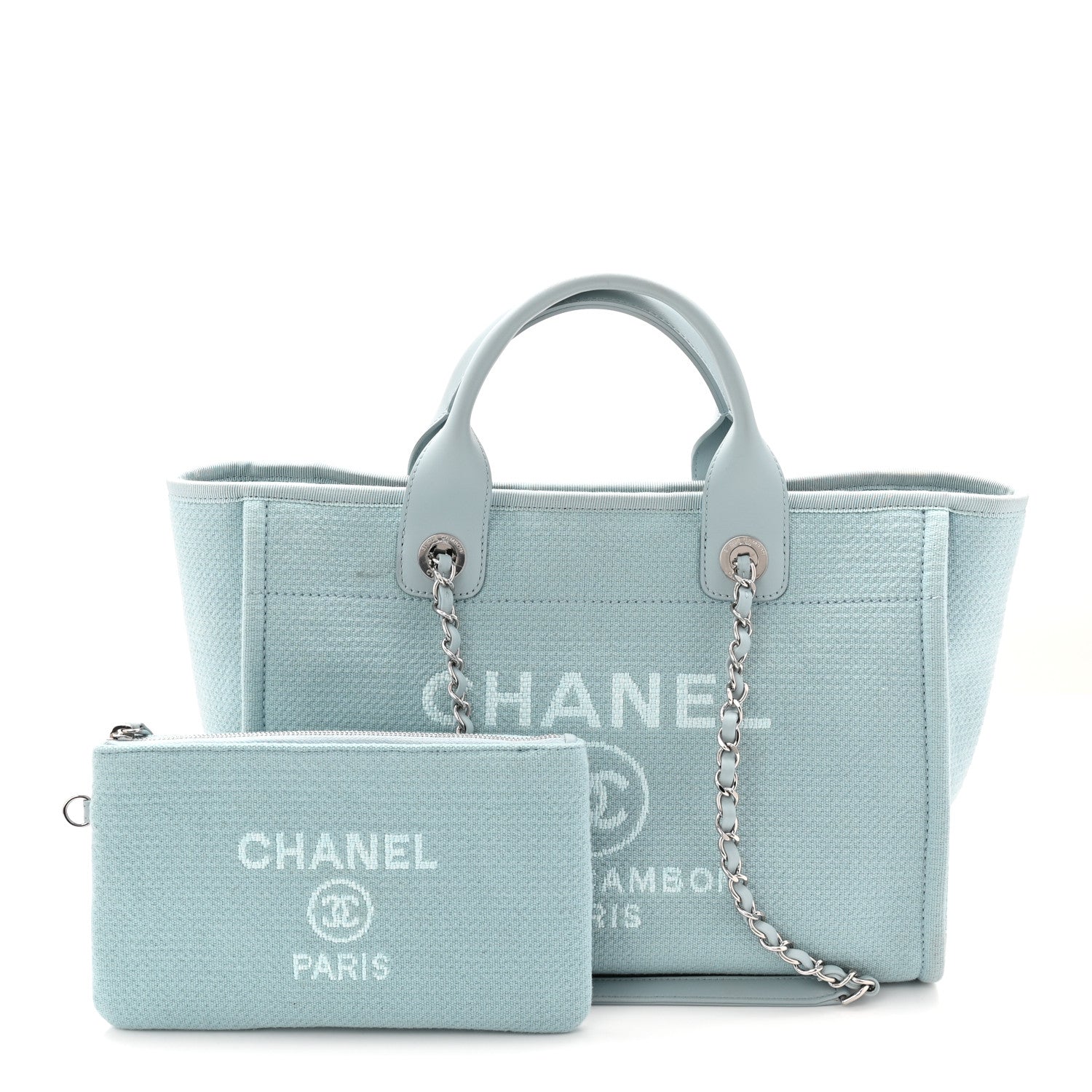 Chanel Mixed Fibers Small Deauville Tote Light Blue 3 of 11