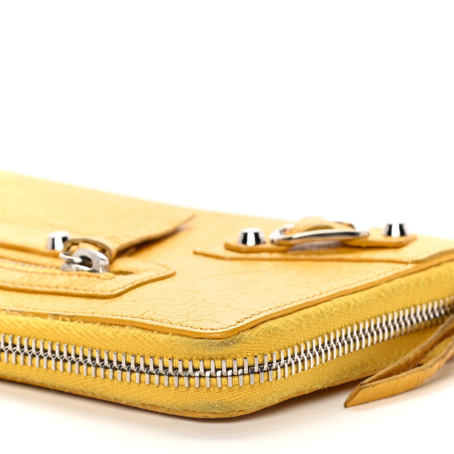 Agneau Classic Silver Hardware Continental Zip Around Jaune Epi