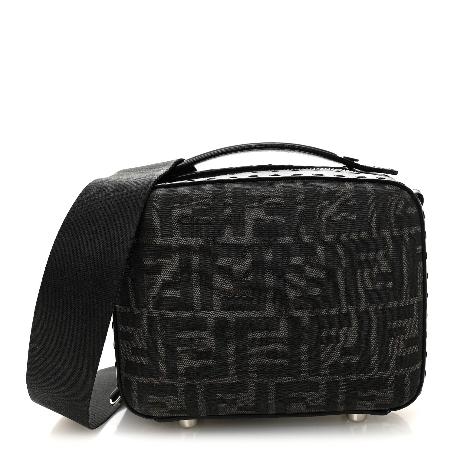 Fendi Recycled Fabric Jacquard Vitello Astro FF 1974 Mini Suitcase Bag Asfalto Black 1 of 10