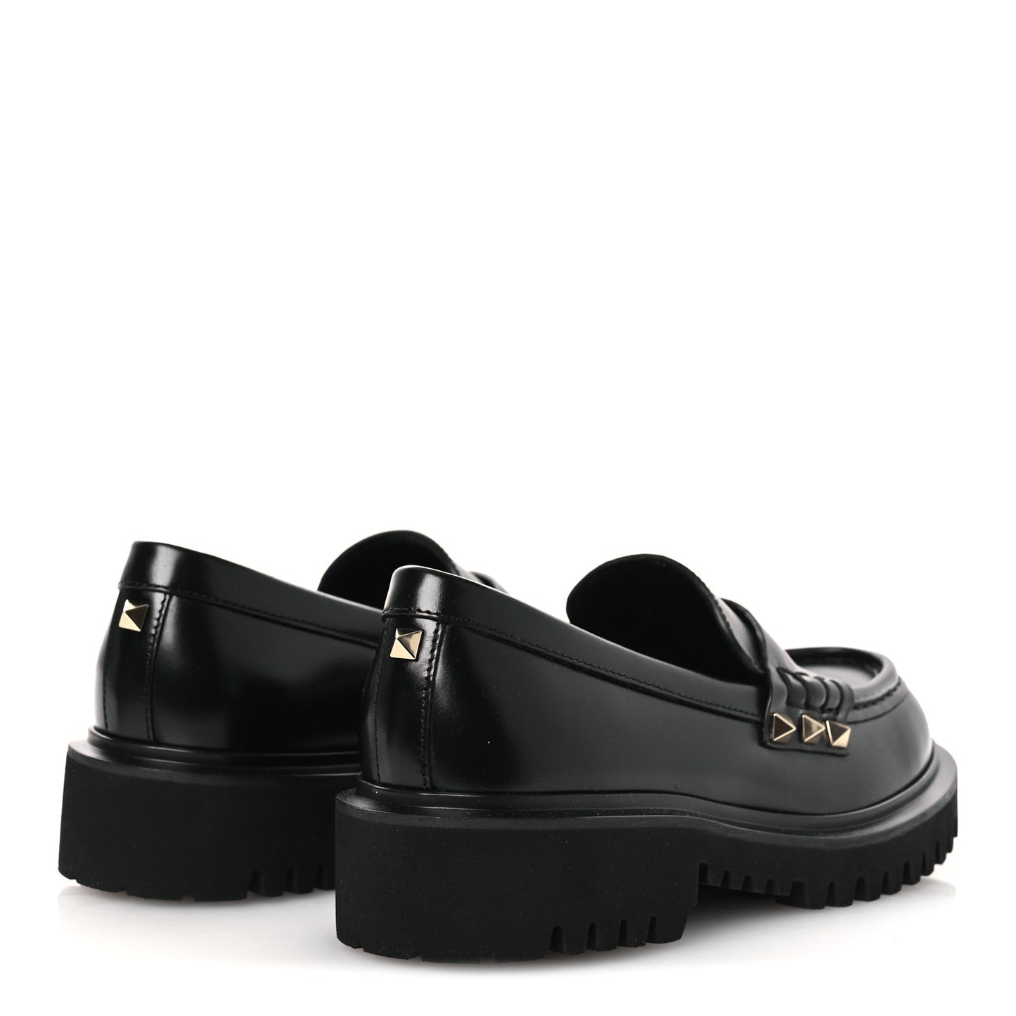 Calfskin Rockstud Loafers 35 Black