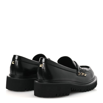 Valentino Garavani Calfskin Rockstud Loafers 35 Black 5 of 10