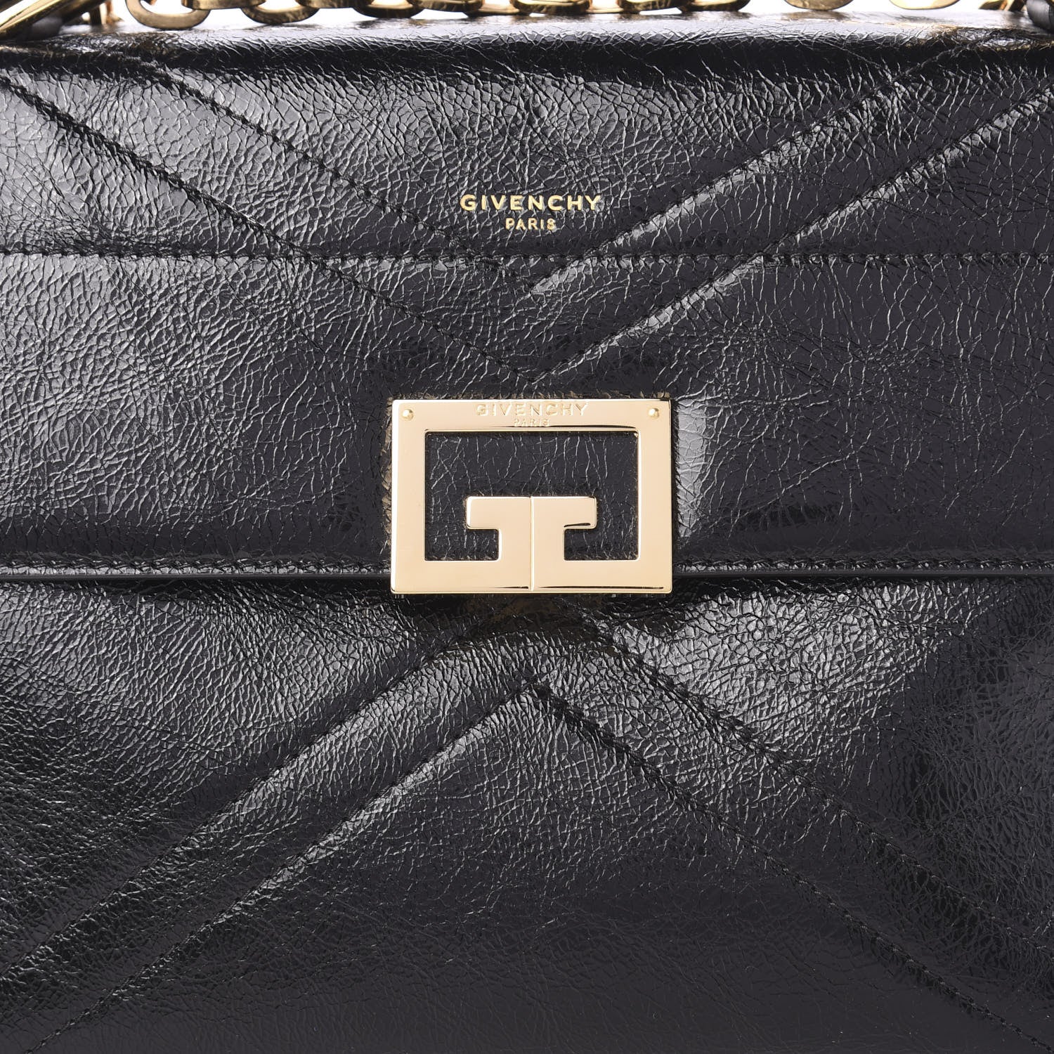 Givenchy Creased Patent Calfskin Medium ID Flap Black 10 of 10
