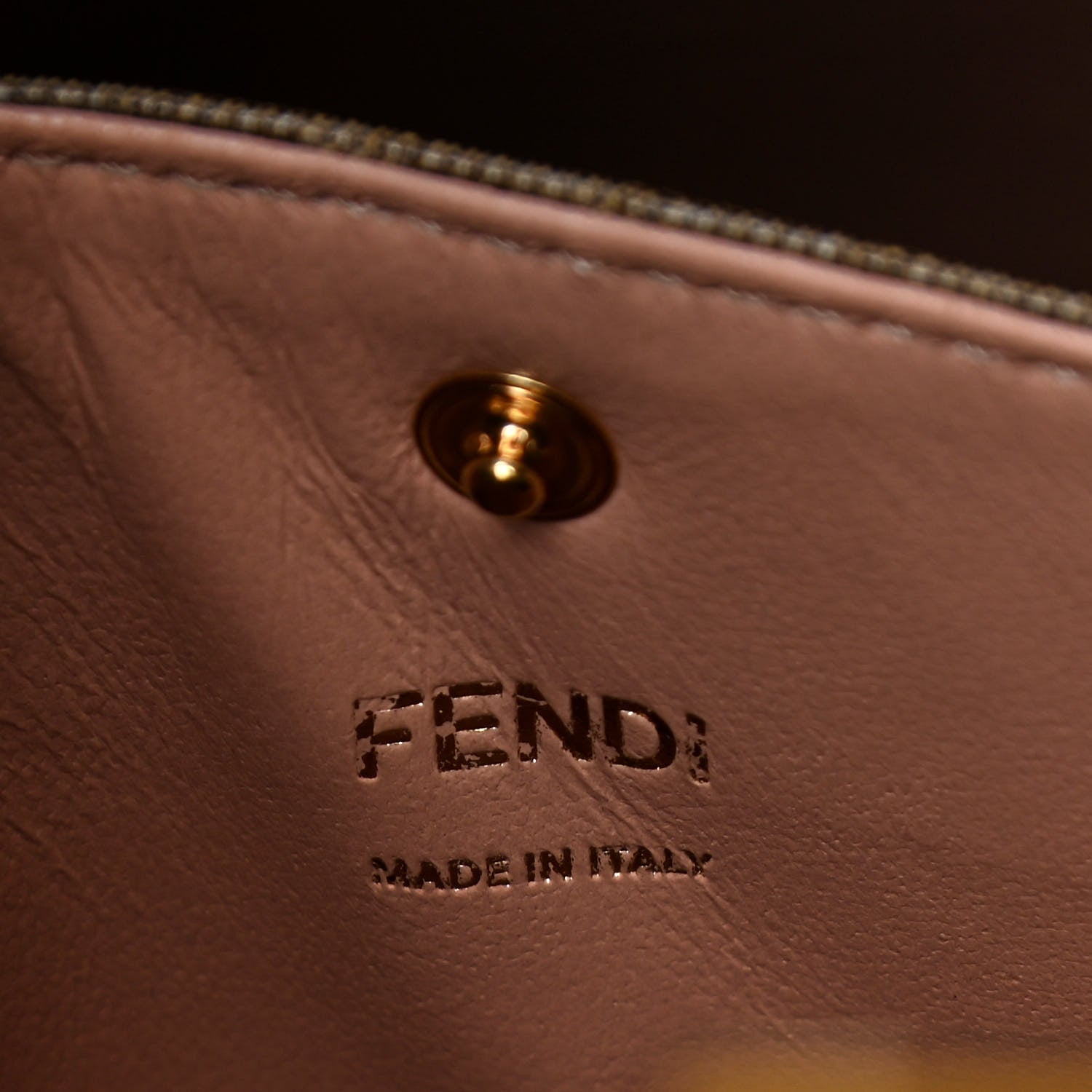 Fendi Vitello Seta Glazed Fabric FF 1974 Medium Peekaboo X-Lite Nuvola Mogano Panna 3 of 19
