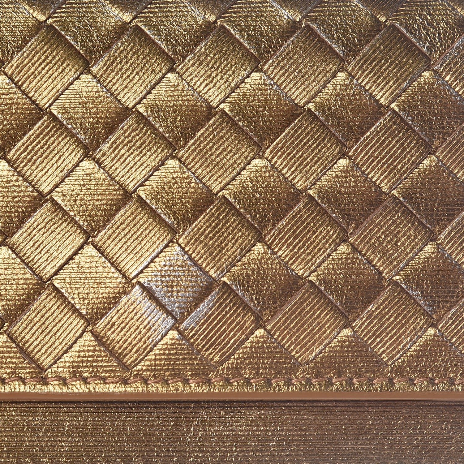 Bottega Veneta Metallic Intrecciato Grosgrain Card Case Dark Gold 9 of 11