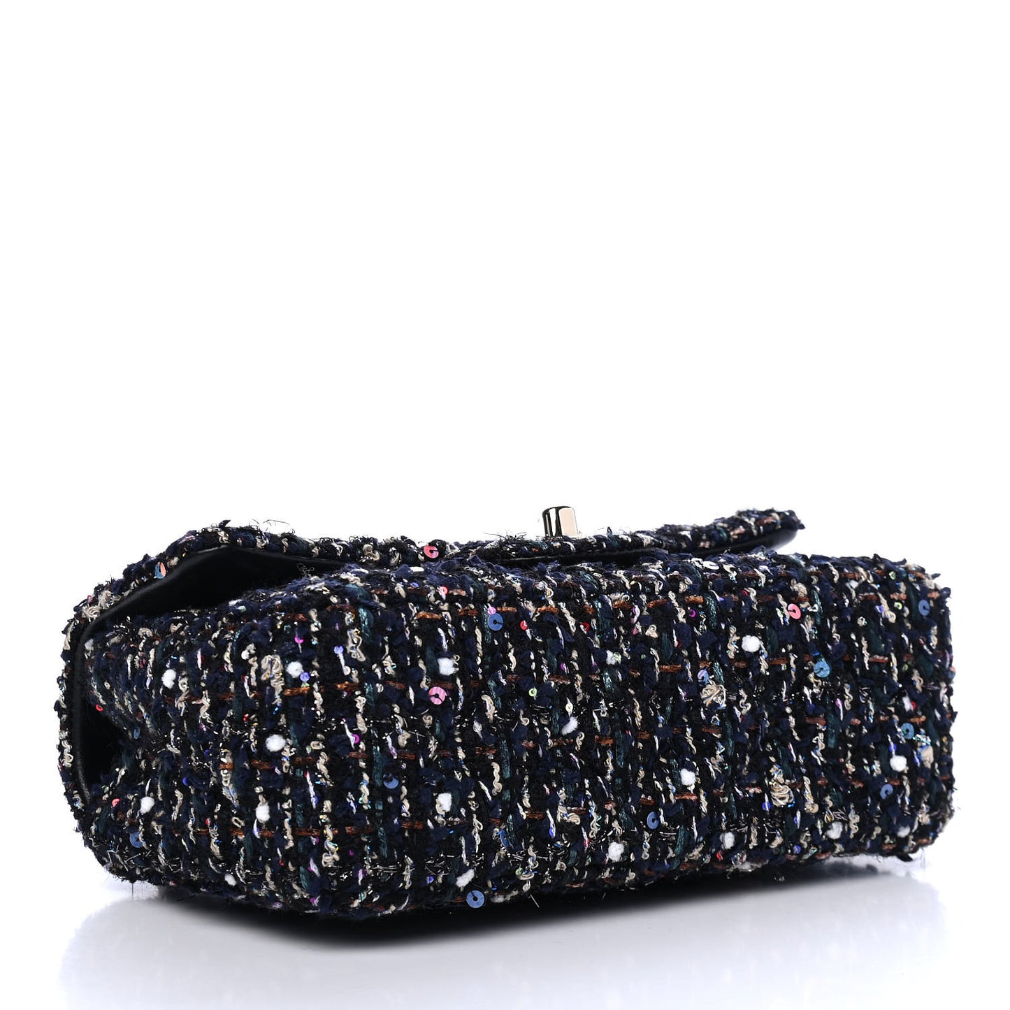 Glittered Tweed Quilted Mini Rectangular Flap Navy Blue Mulitcolor