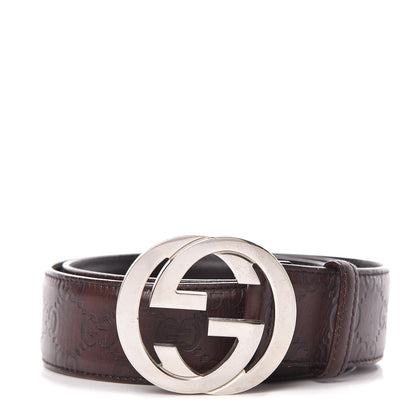 Gucci Guccissima Interlocking G Belt 85 34 Dark Brown 1 of 8