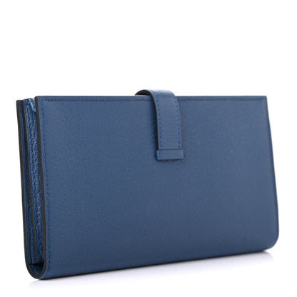 Hermes Chevre Mysore Bearn Gusset Wallet Bleu Agate 3 of 7