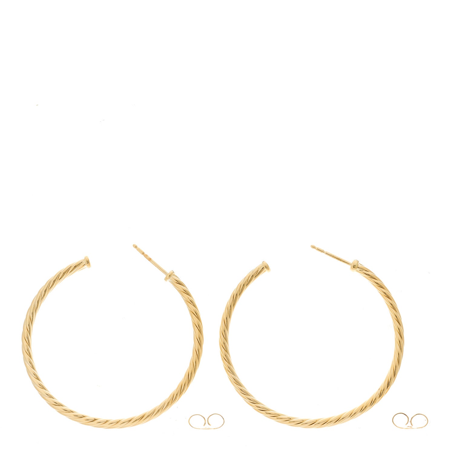 David Yurman 18K Yellow Gold Medium Cablespira Hoop Earrings 3 of 5