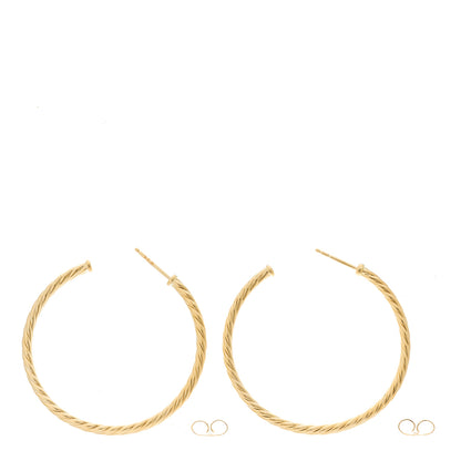 David Yurman 18K Yellow Gold Medium Cablespira Hoop Earrings 3 of 5
