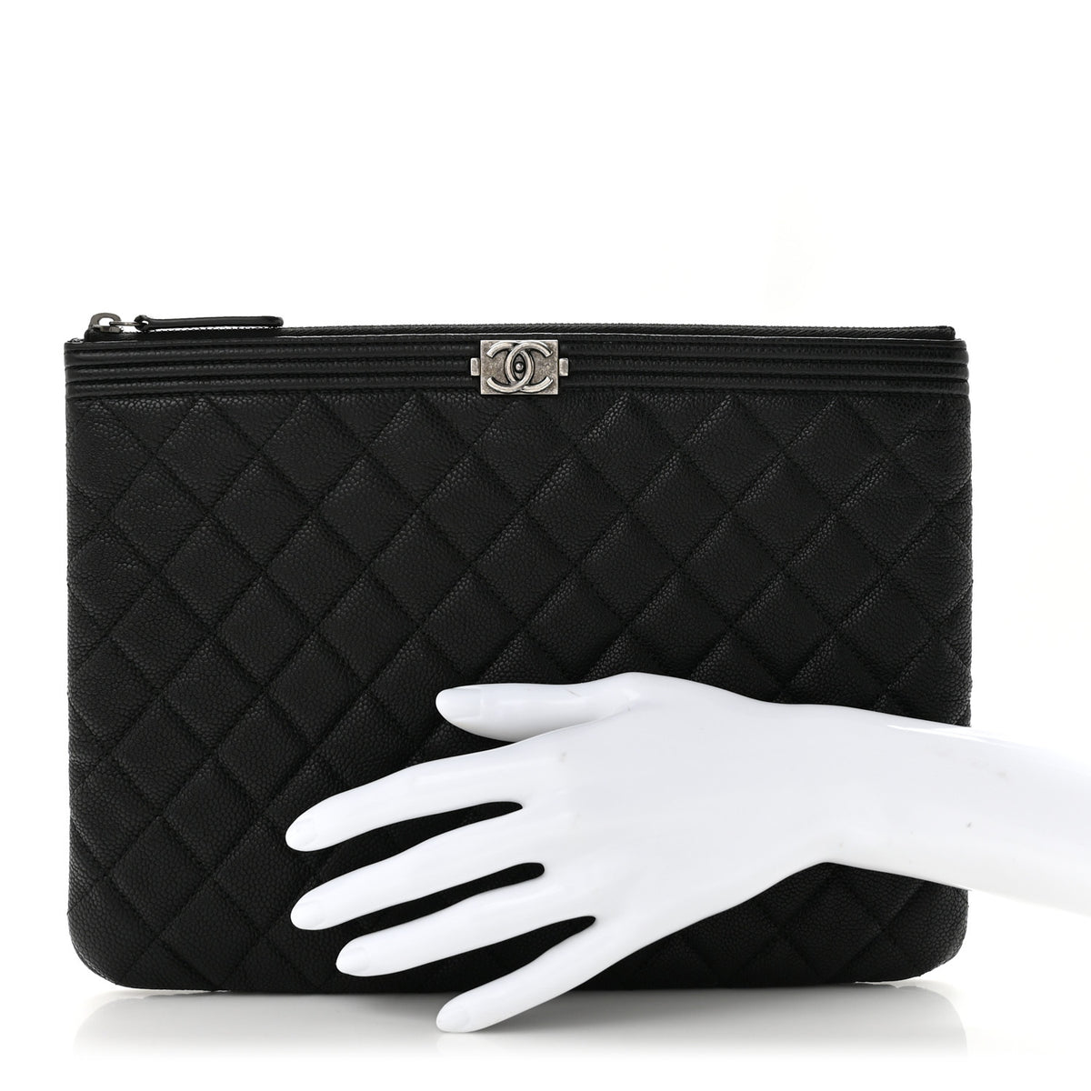 Chanel Caviar Quilted Medium Boy Cosmetic Case Black 2 of 8